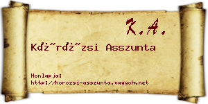 Körözsi Asszunta névjegykártya